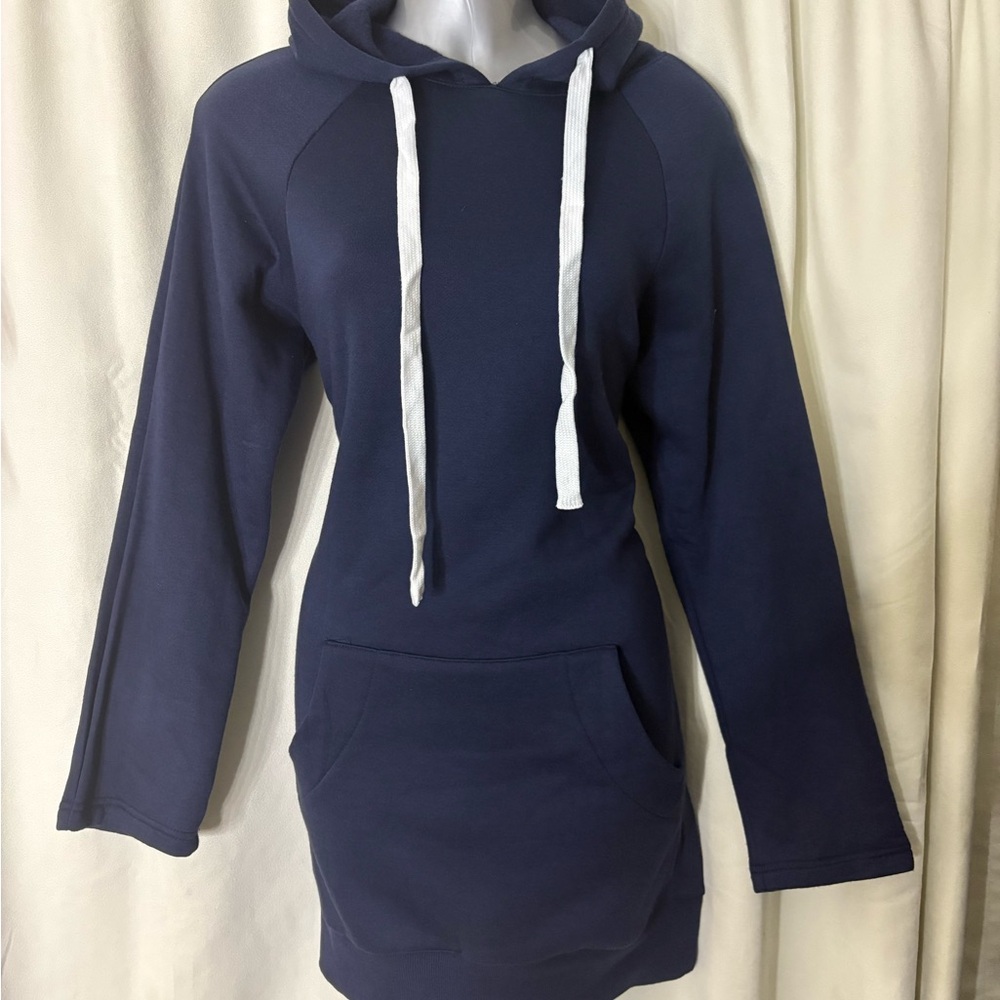 Navy Blue Women's Hoodie Sweatshirt Dress